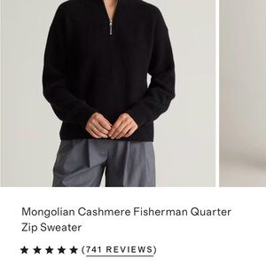 Quince Black Cashmere Zip-Up Sweater
